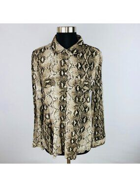Alexander Jordan Stitch Fix Womens Medium M Snakeskin Button Down Shirt New